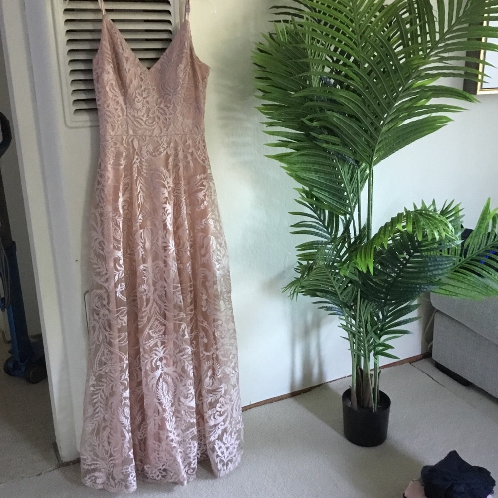 Speechless Blush Pink Lace Maxi Dress